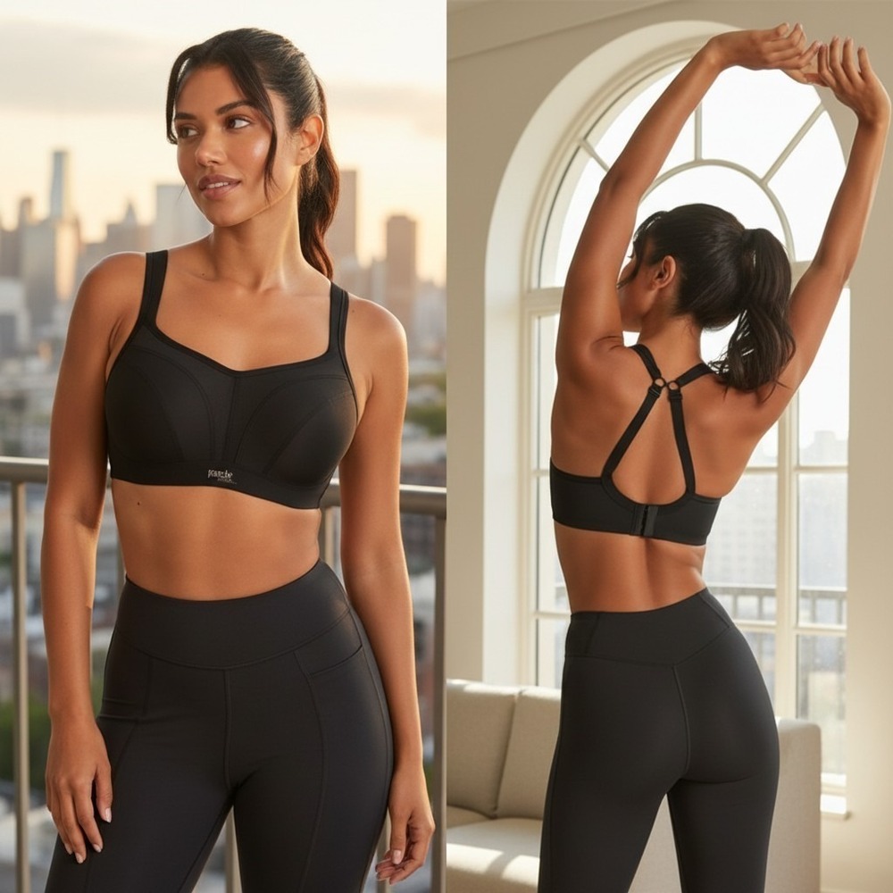 Panache Black Wired Sports Bra (Style 5021) for High-Impact Support- 32GG